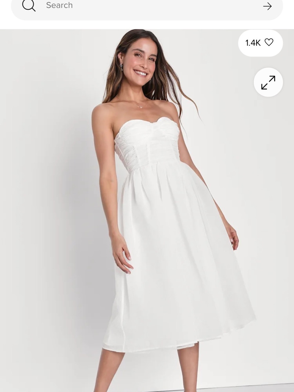 Lulu's White Strapless Sweetheart Midi Dress